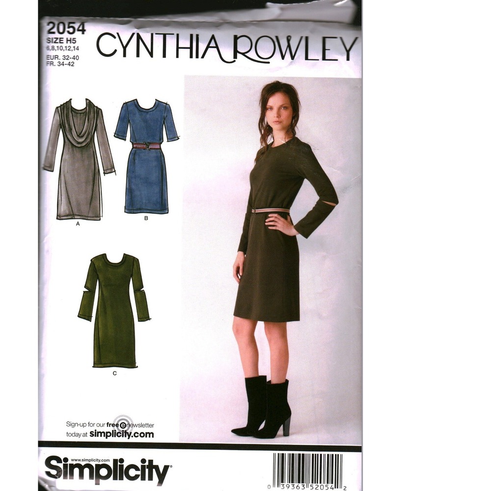 Simplicity 2054 Cynthia Rowley Misses Knit Dress Sewing Pattern Size H5 6-14